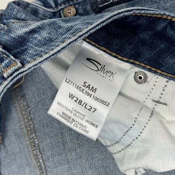 Silver Jeans Sam Distressed Straight Leg Jeans Size 27 - Picture 6 of 8